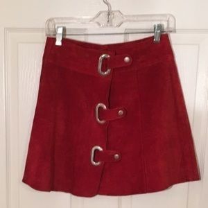 Red suede vintage skirt